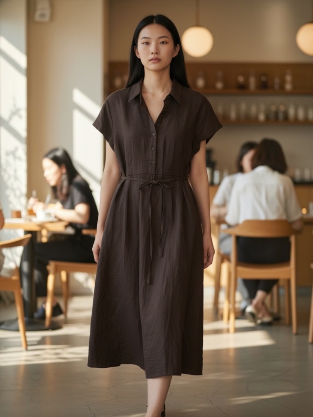 NWT Meshki Aysha Linen Midi Dress L